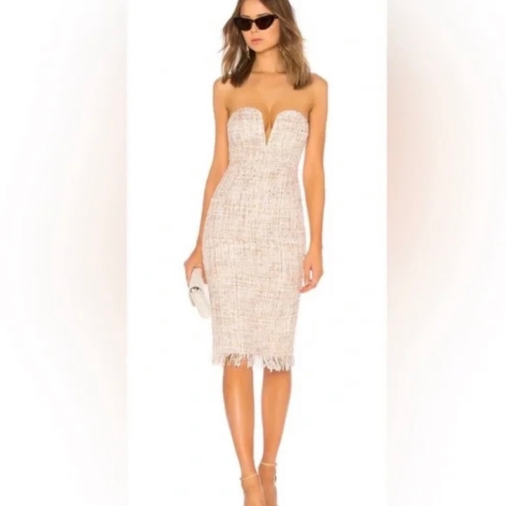 Revolve X LPA Cream Strapless Tweed Dress XS